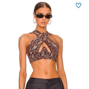 superdown Brown Snakeskin Kacie Crop Top